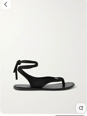 The Row Black Beach Lace-Up Leather Sandals